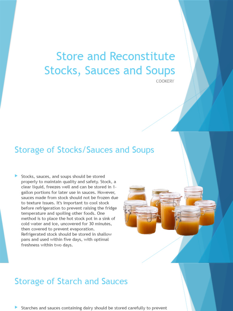 Proper Storage of Stocks and Sauces | PDF | Cooking, Food & Wine | Home ...