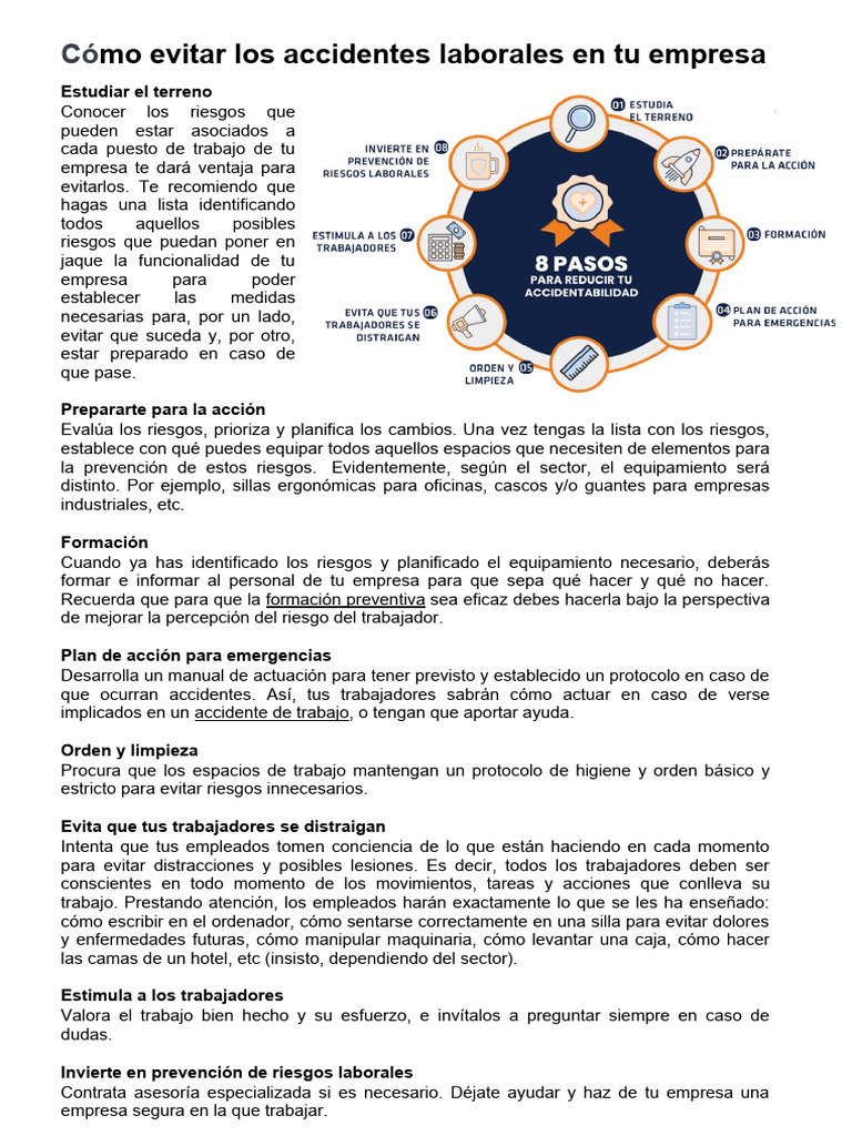 Cómo Evitar Los Accidentes Laborales en Tu Empresa | PDF | Business
