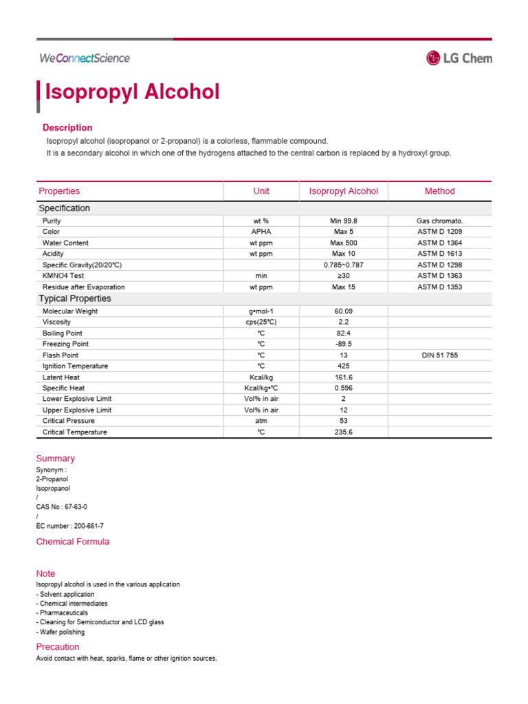 Isopropyl Alcohol Properties and Safety | PDF | Ethanol | Industrial ...