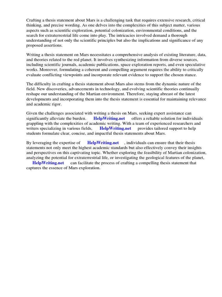Thesis statement about mars pdf thesis mars