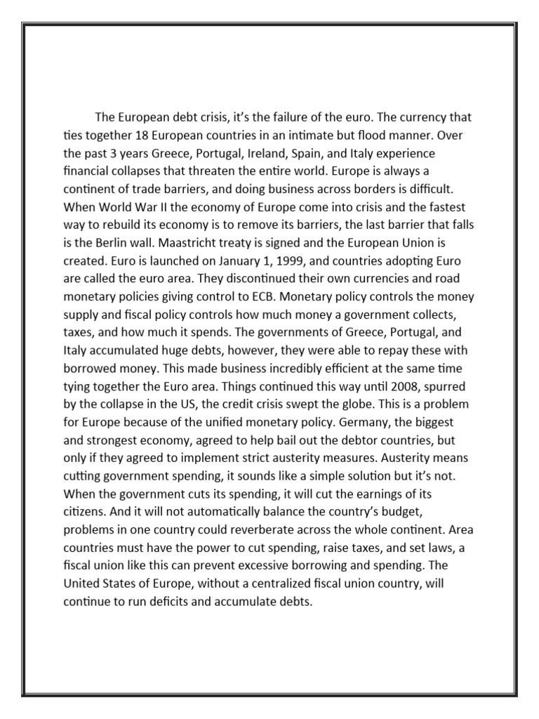 Understanding the European Debt Crisis | PDF