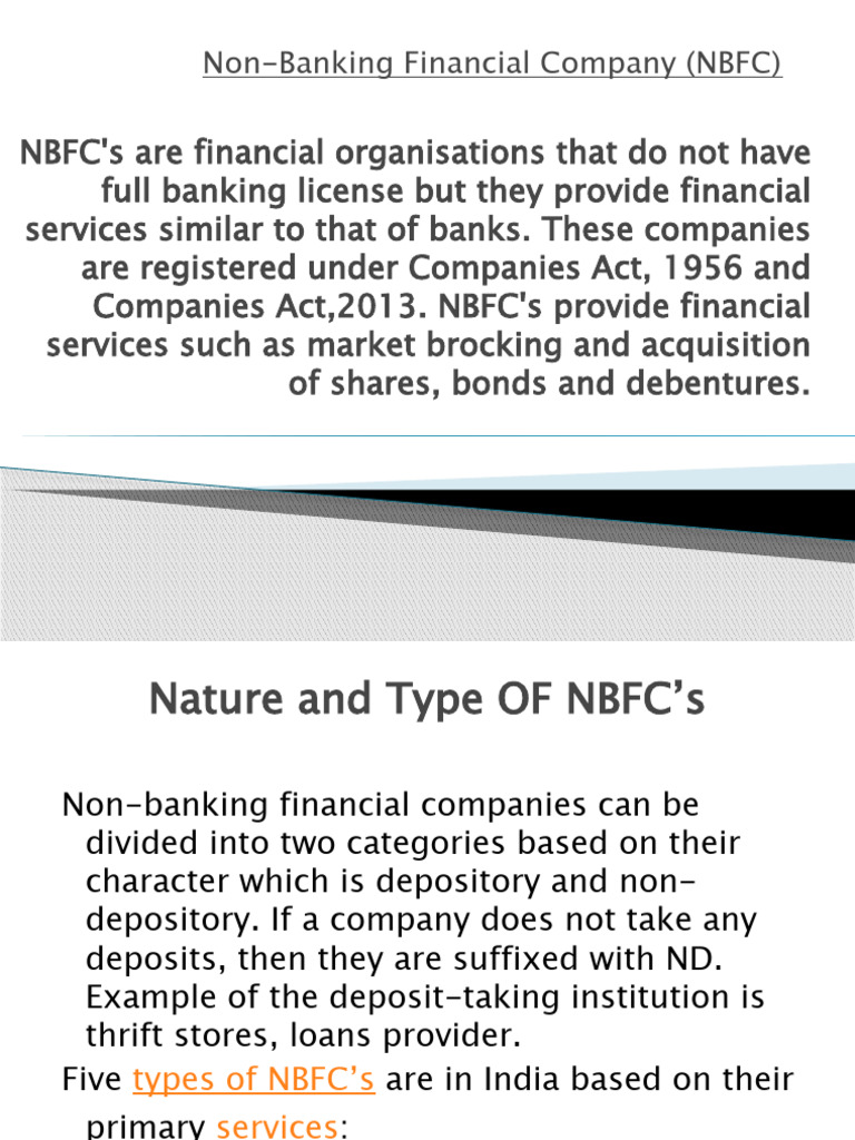 Non-Banking Financial Company (NBFC) | PDF | Non Bank Financial ...