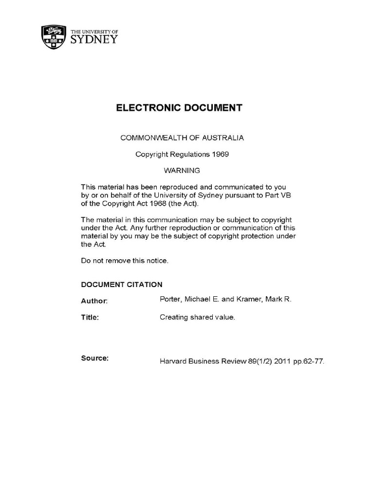 Creating Shared Value Pdf