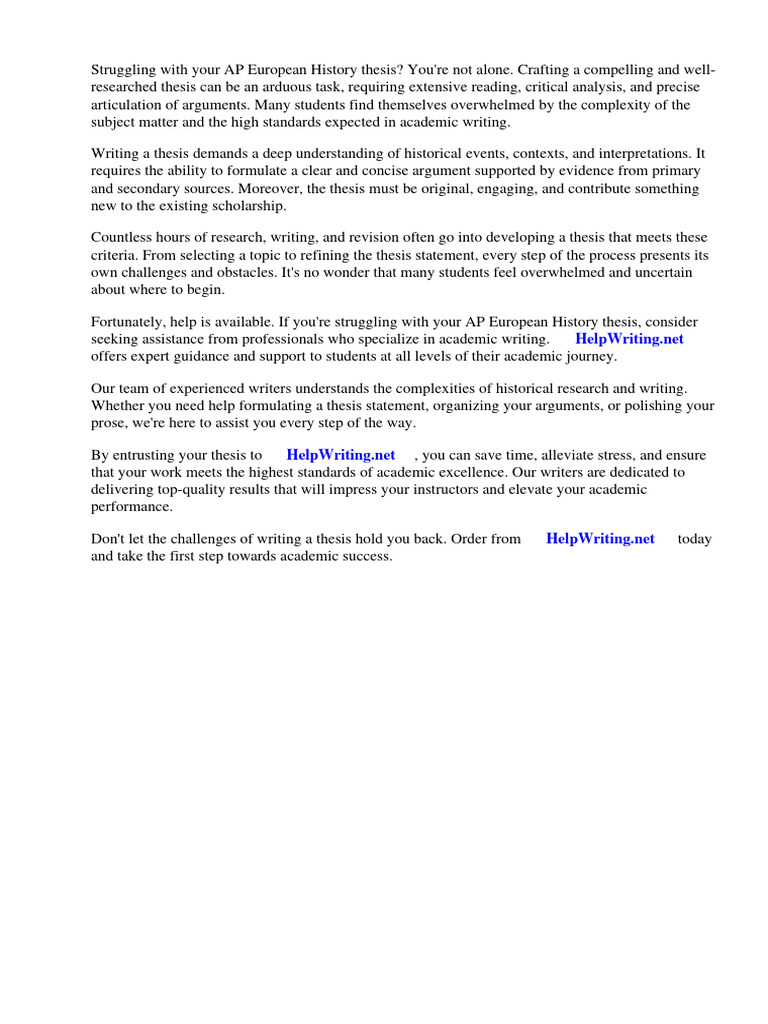AP European History Thesis Examples | PDF | Social Science