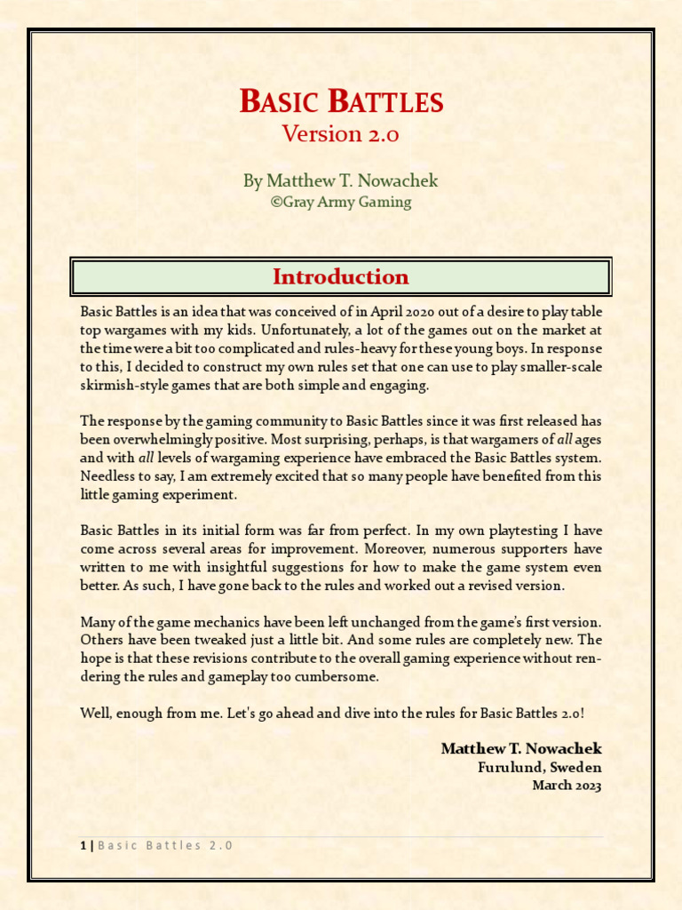 Basic Battles 2.0: Combat Rules Guide | PDF