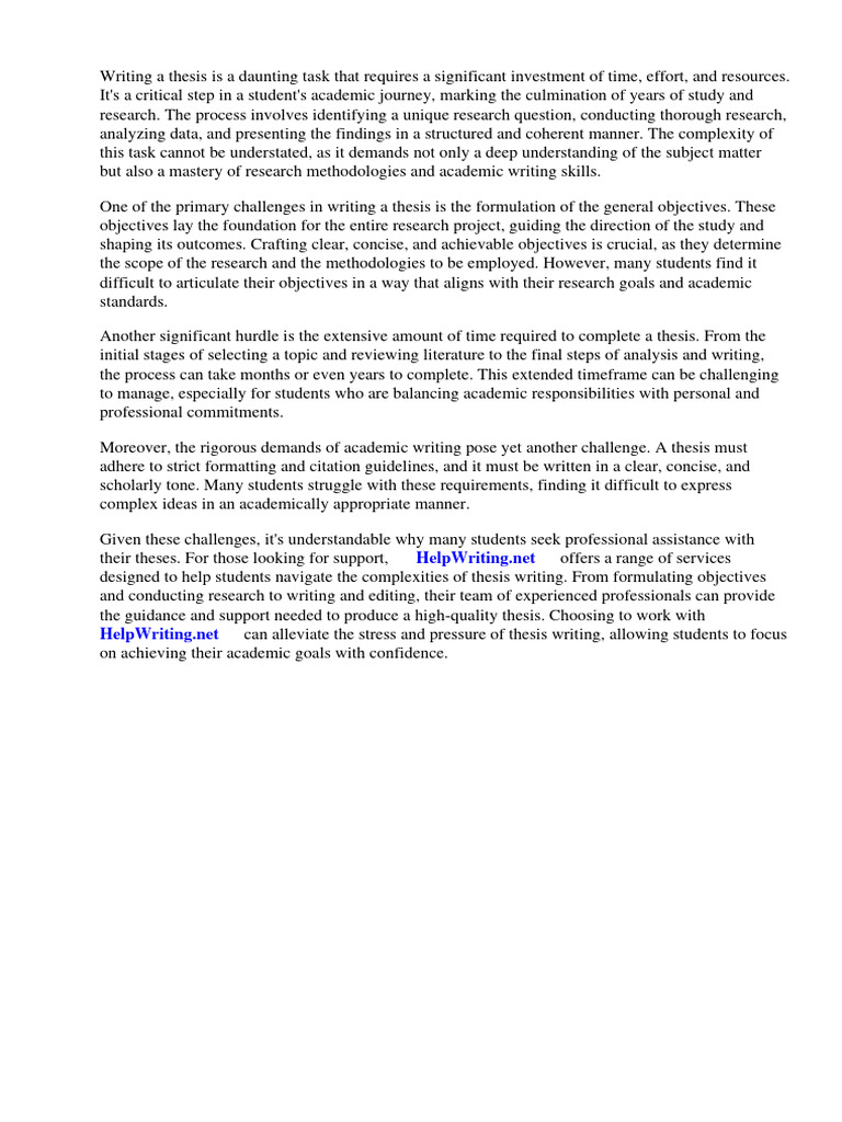 Thesis General Objectives Sample | PDF | Methodology | Thesis