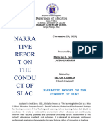 Narrative Report On The Conduct of Slac