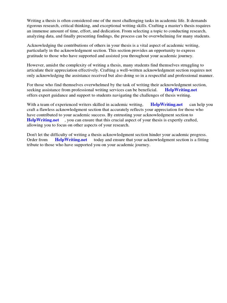 Sample of Acknowledgement for Master Thesis | PDF | Thesis