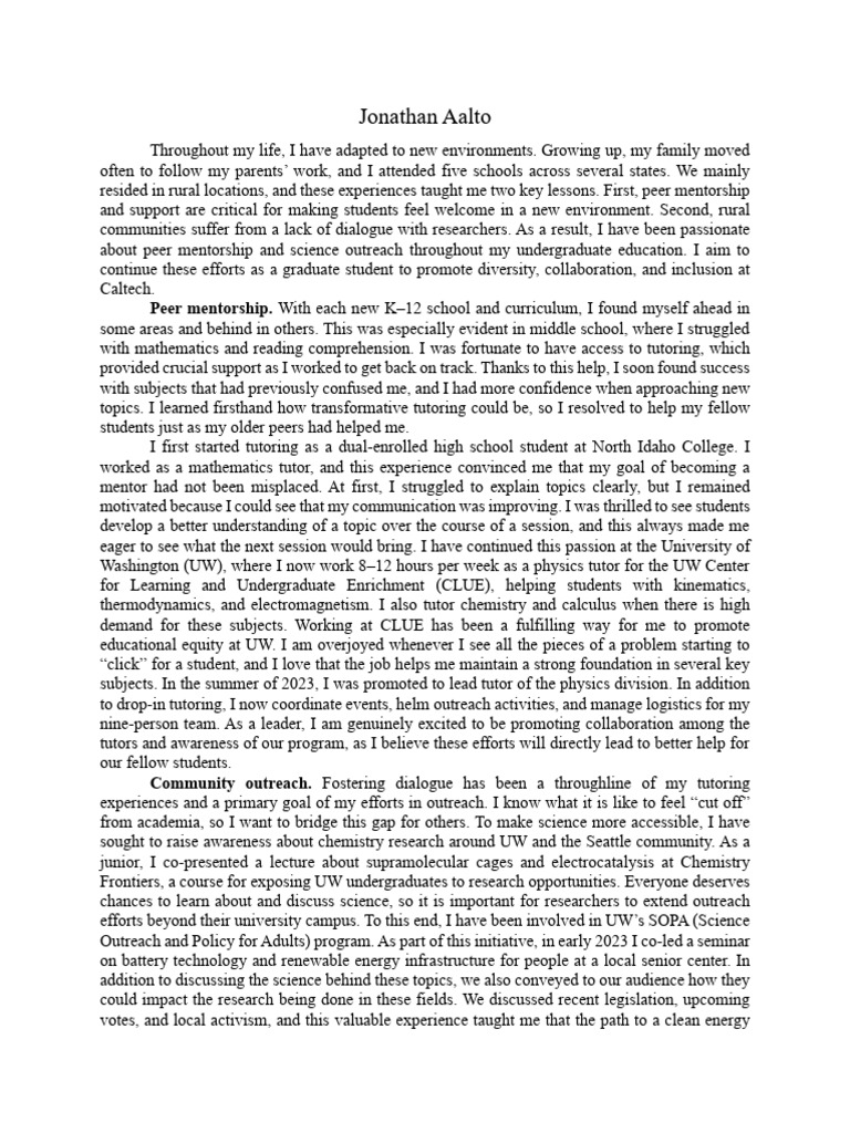 Caltech personal statement jonathan aalto pdf mentorship learning
