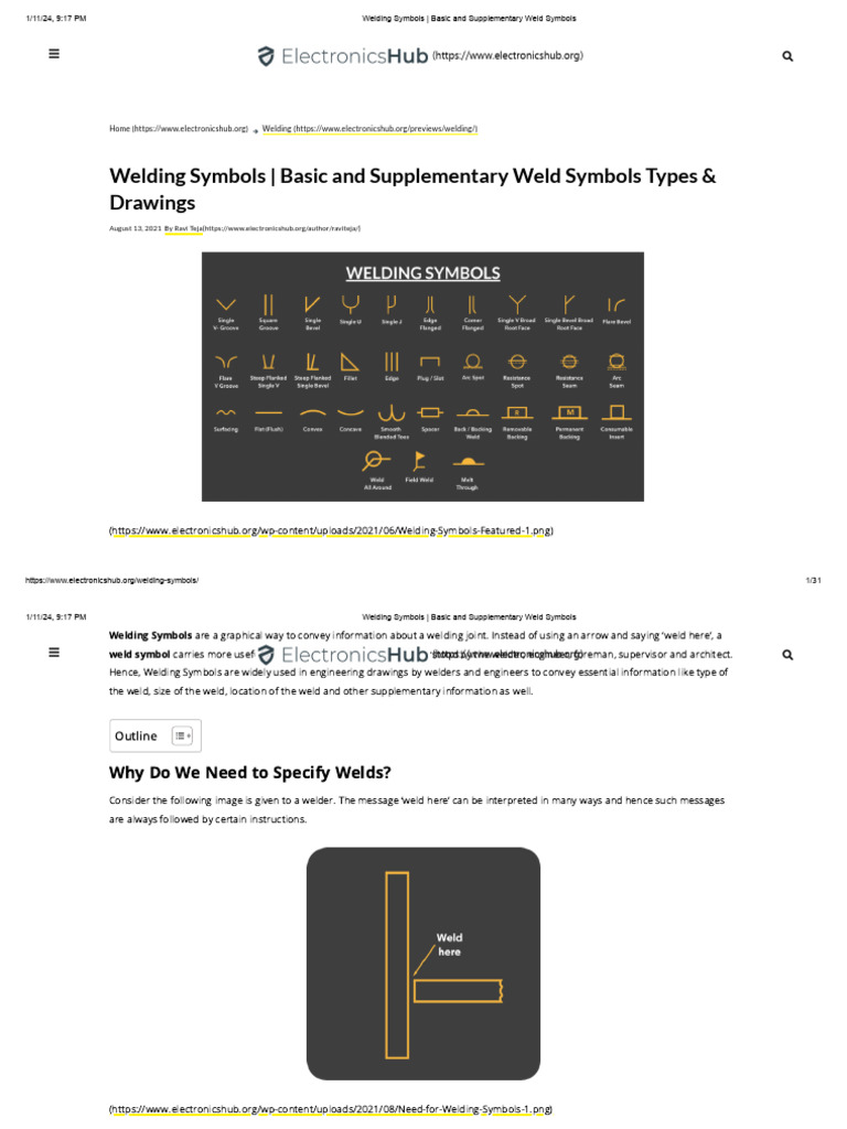 Welding Symbols _ Basic and Supplementary Weld Symbols | PDF | Welding