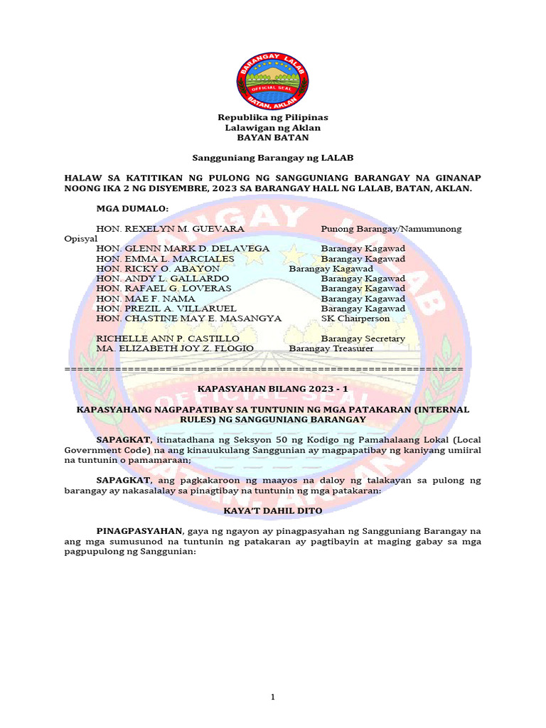 Internal Rules Of Procedure Tagalog Pdf