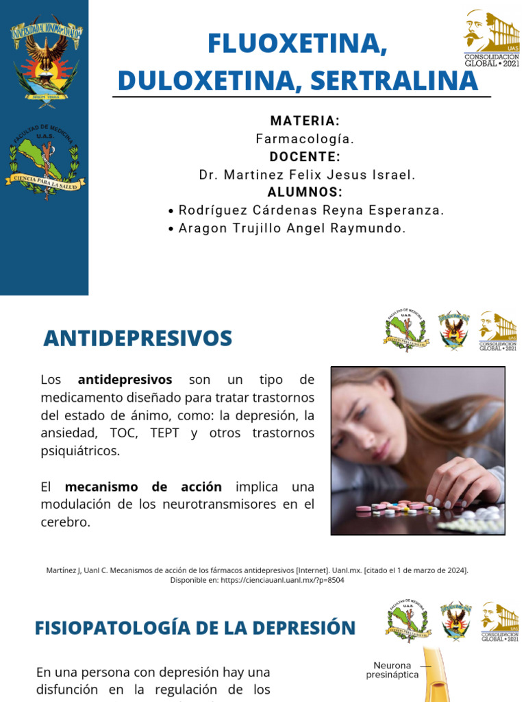 Comparativa de Fluoxetina y Duloxetina | PDF | Inhibidor selectivo de ...