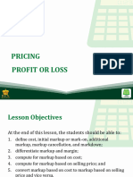 Pricing + Profit and Loss