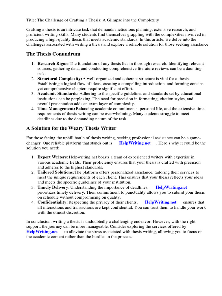 Thesis Writing Challenges and Solutions | PDF | Essays | Thesis