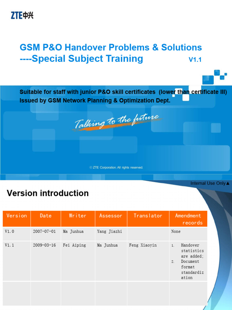 GSM Handover Training Guide | PDF | Telecommunications | Radio