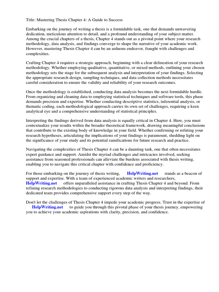 How To Do Thesis Chapter 4 | PDF | Methodology | Thesis