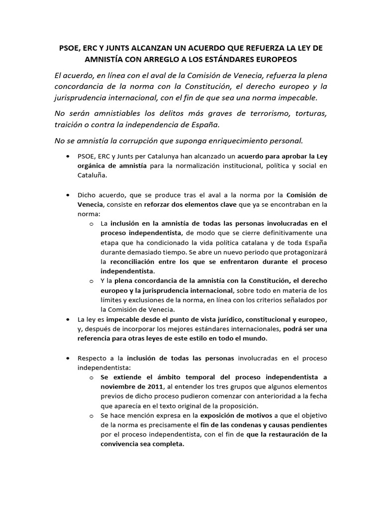 Refuerzo de la Ley de Amnistía en España | PDF | Caso de ley | Amnistía