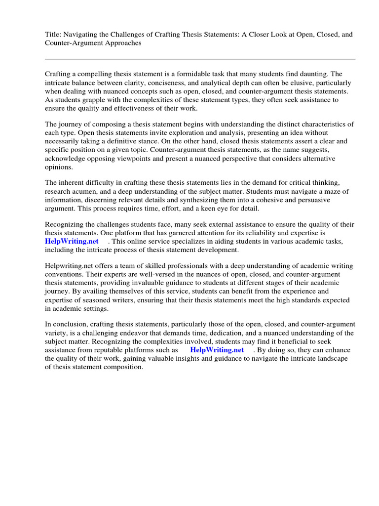 Open closed and counter argument thesis statements pdf language