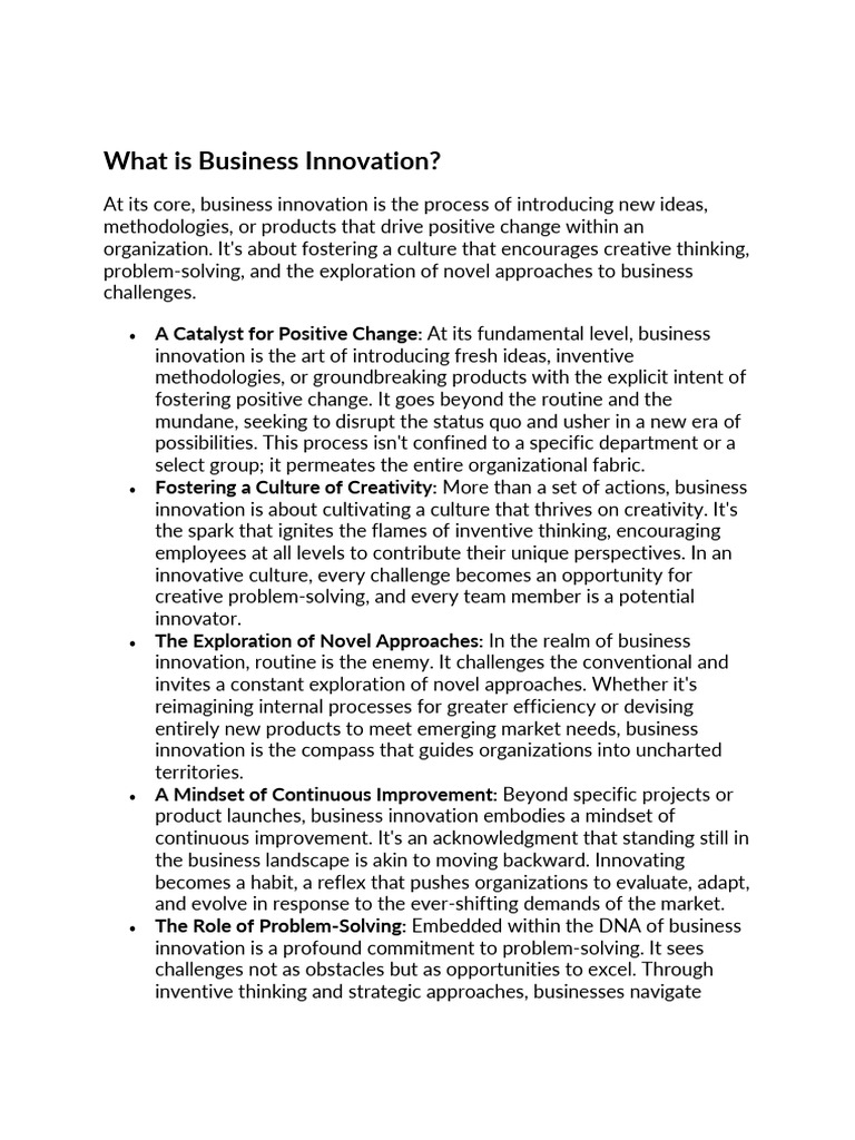 What Is Business Innovation | PDF | Innovation | Design Thinking
