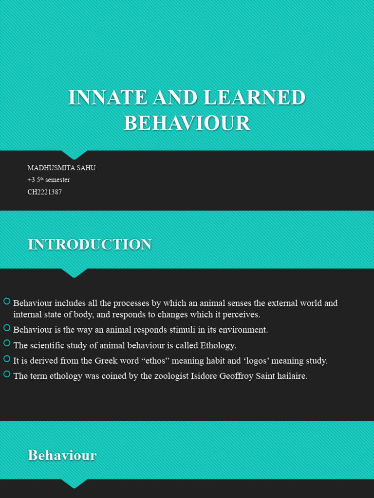 Innate And Learned Behaviour Pdf Ethology Instinct