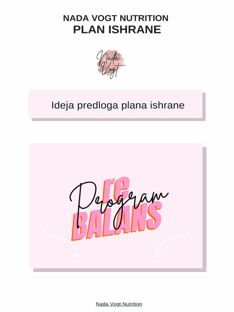 Predlog Plana Ishrane - reBALANS | PDF