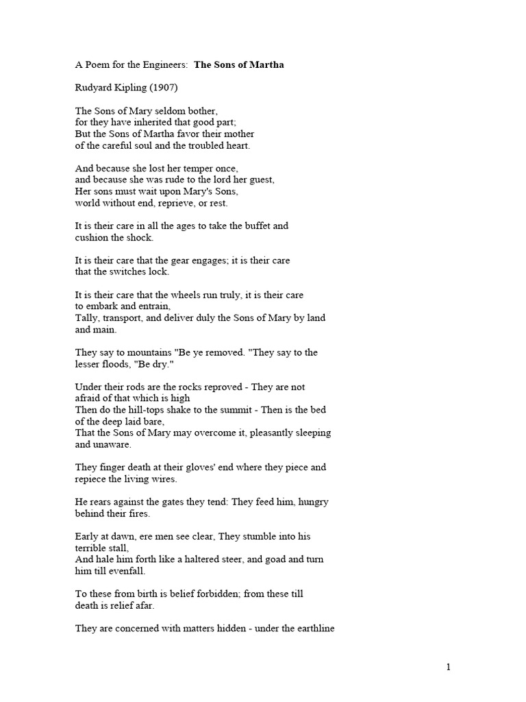 Tribute to Engineers in Kipling's Poem | PDF | Religious Belief And ...