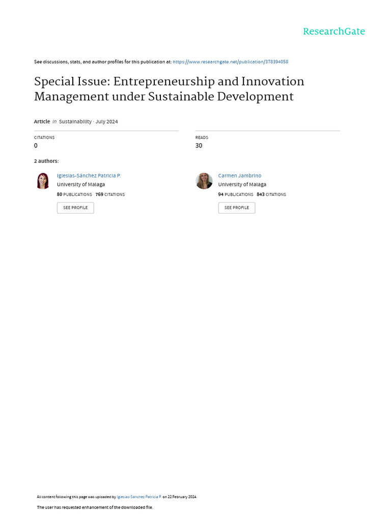 Special Issue: Entrepreneurship and Innovation Management Under ...