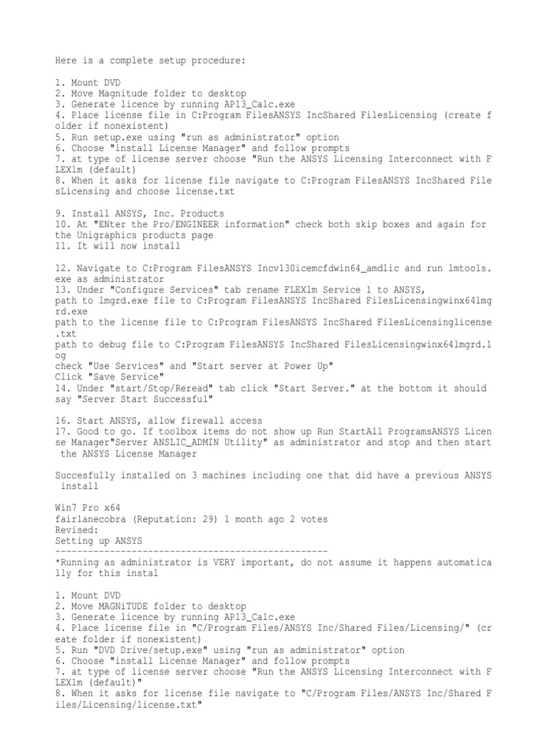 ANSYS Installation and License Setup Guide | PDF | Text File ...