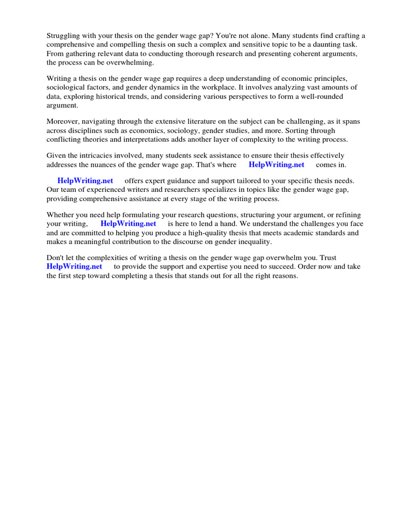 Thesis Gender Wage Gap PDF Gender Pay Gap Employment