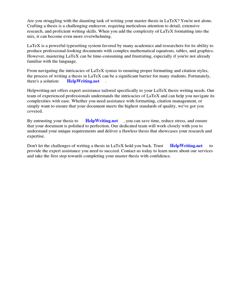Writing Master Thesis in Latex | PDF