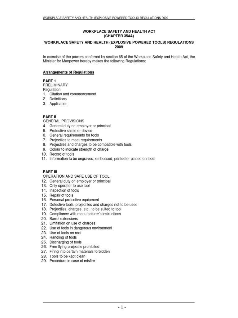Explosive Powered Tools Safety Regulations | PDF | Gun Barrel | Safety