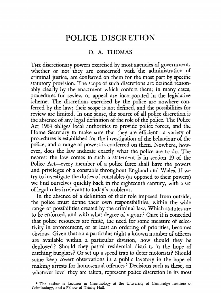 Police Discretion Prosecutor Discretion