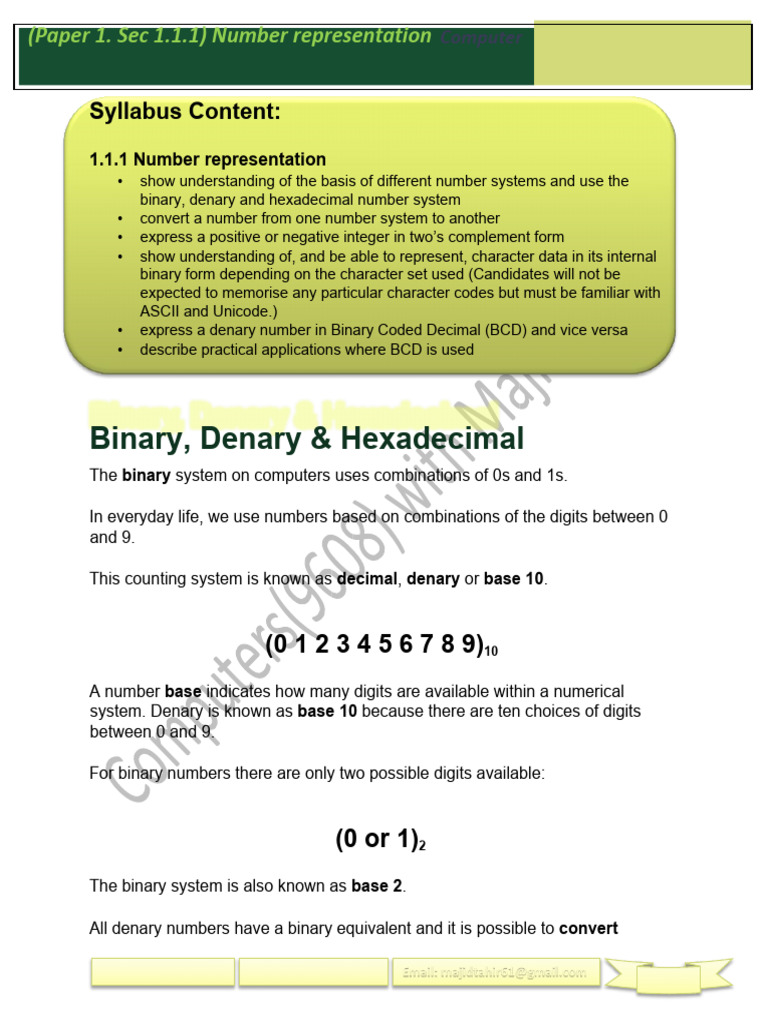 Number Representation in Computing | PDF | Decimal | Notation