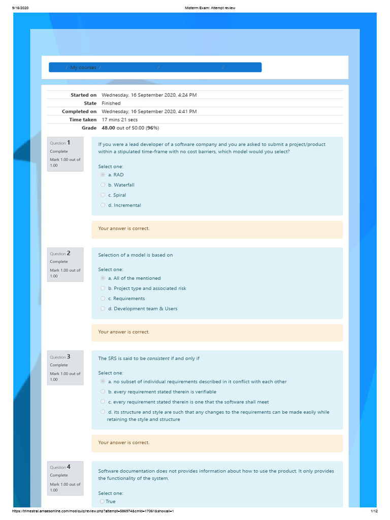 Software Engineering Midterm Review | PDF | Software Testing ...