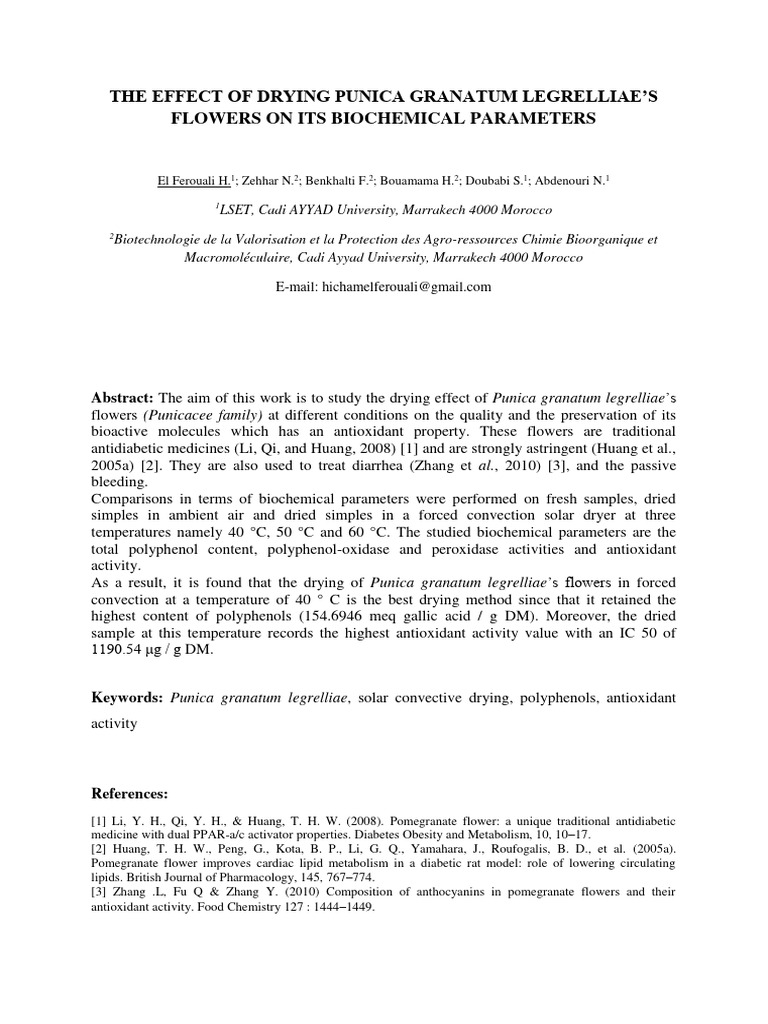sipamTHE EFFECT OF DRYING PUNICA GRANATUM LEGRELLIAE'S FLOWERS ON ITS
