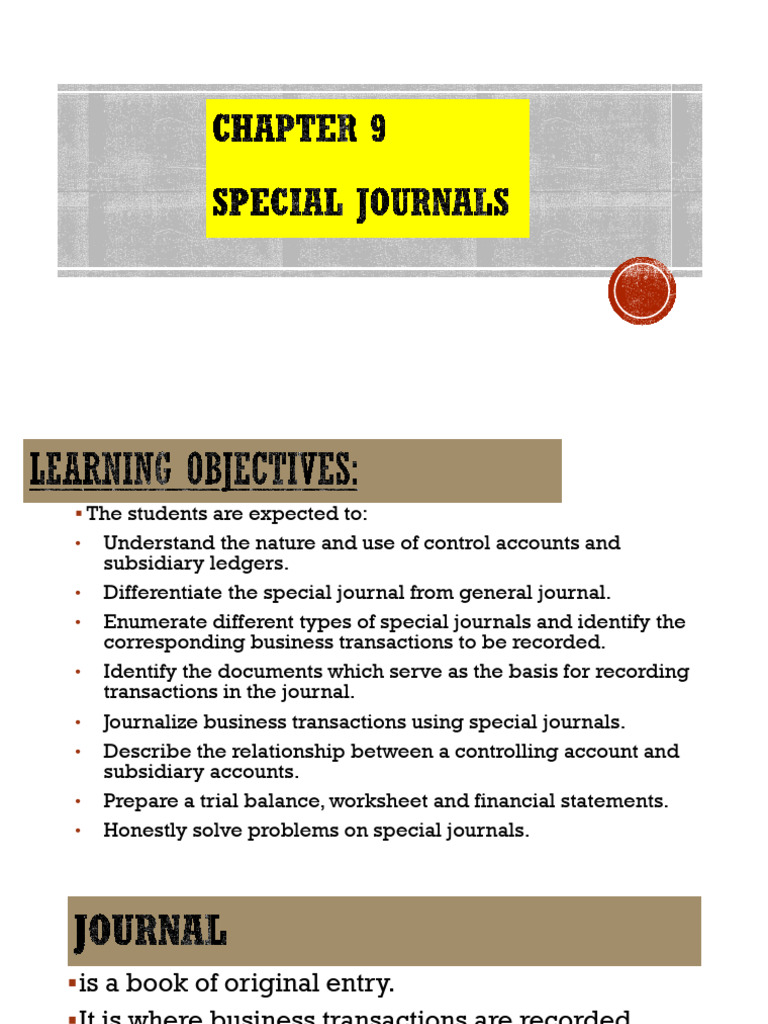 Chapter 9 Special Journals | PDF