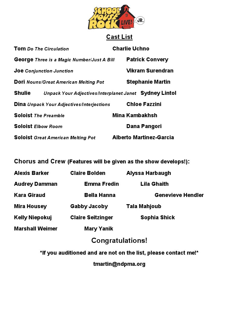 Cast List for Upcoming Performance | PDF | Poetry