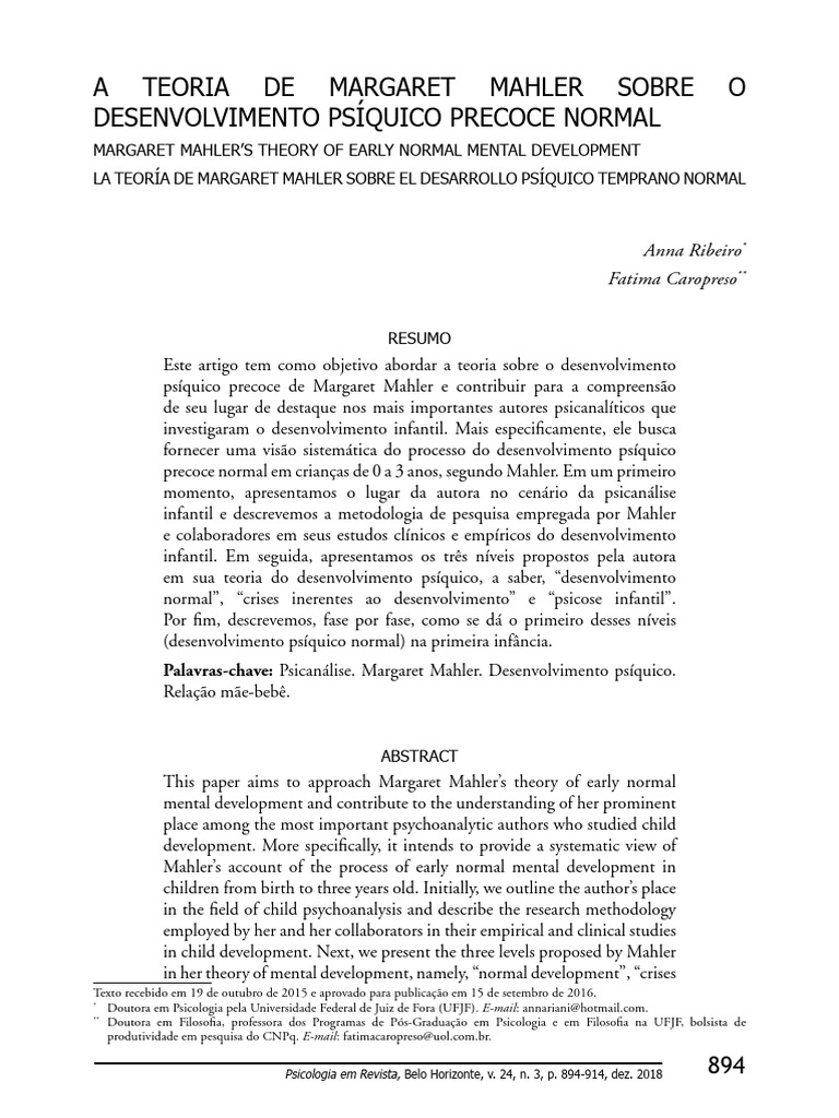 Teoria de Mahler sobre Desenvolvimento Psíquico | PDF | Psicanálise ...