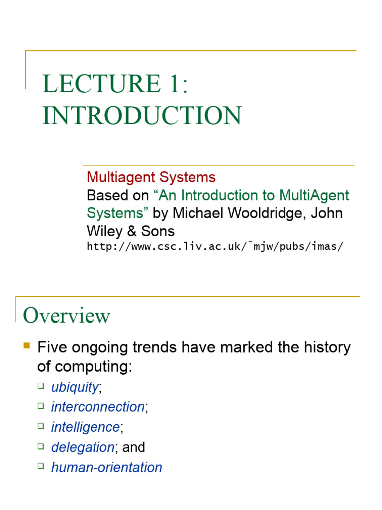 Lecture 01 Pdf Agent Based Model Artificial Intelligence