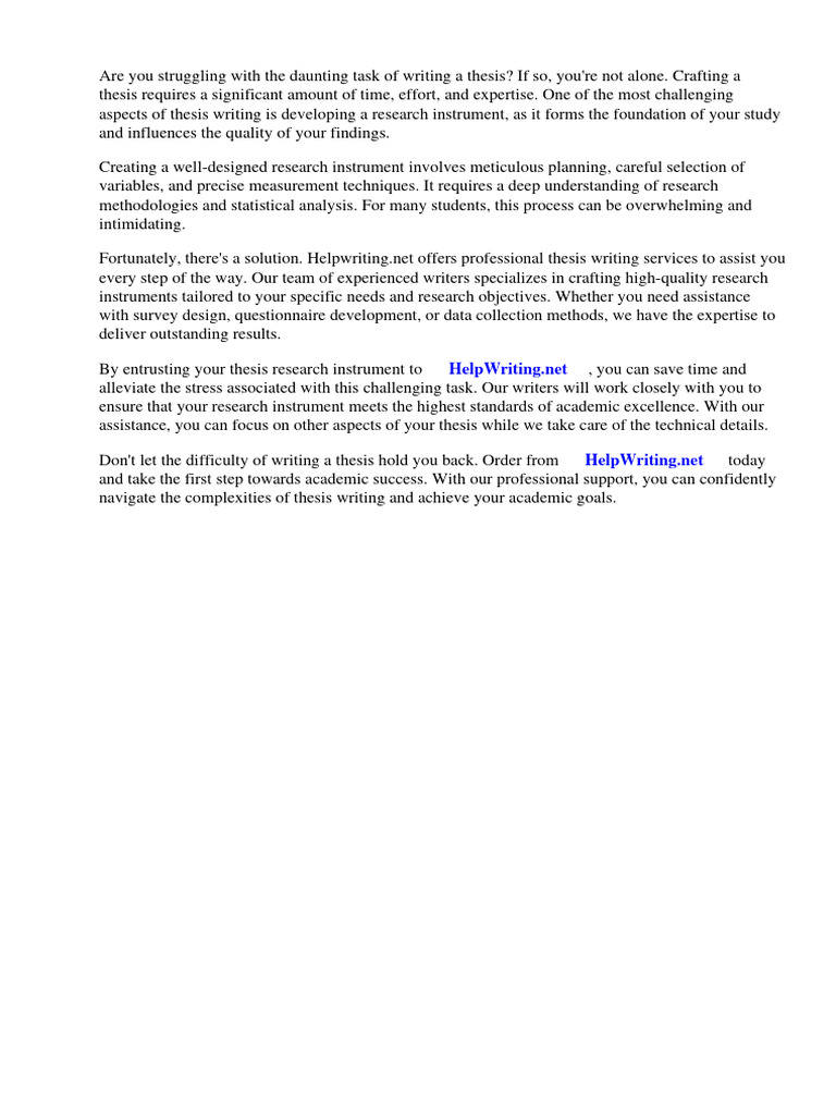 Thesis research instrument sample pdf survey methodology thesis