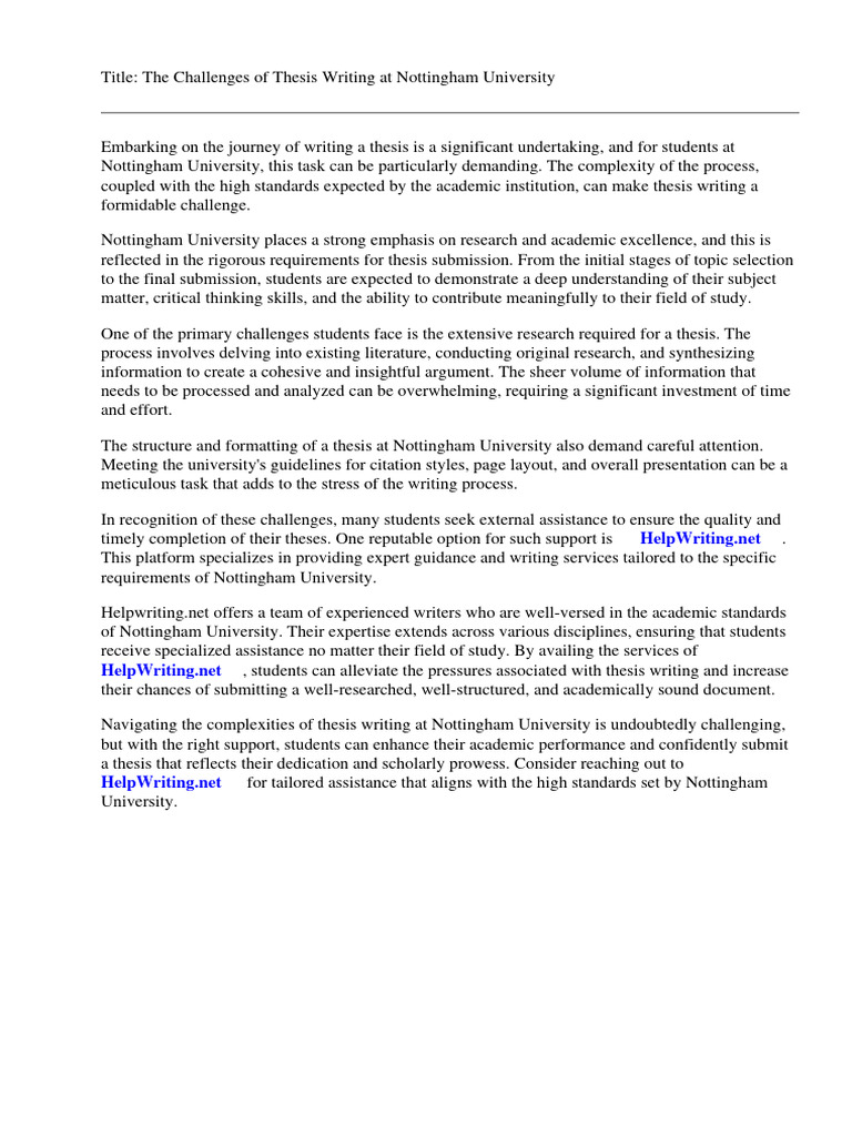 Thesis Submission Nottingham University Pdf Thesis Doctorate