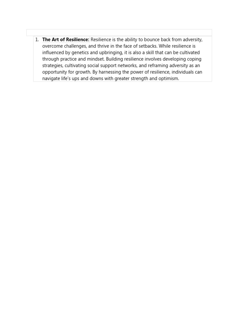The Art of Resilience | PDF