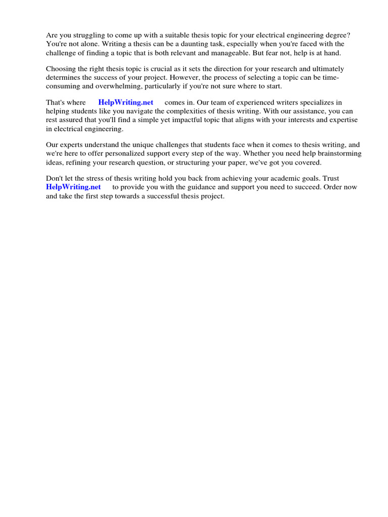 Thesis Topics For Electrical Engineering