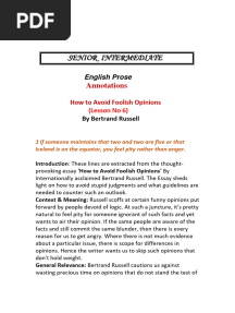 How To Avoid Foolish Opinions PROSE