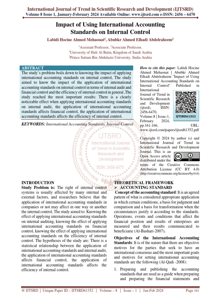 Impact of Using International Accounting Standards On Internal Control ...