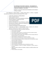 Lista de Documentos para Elaboração de Relatório de Inspeção para Peticionamento de Autorização de Funcionamento de Empresa