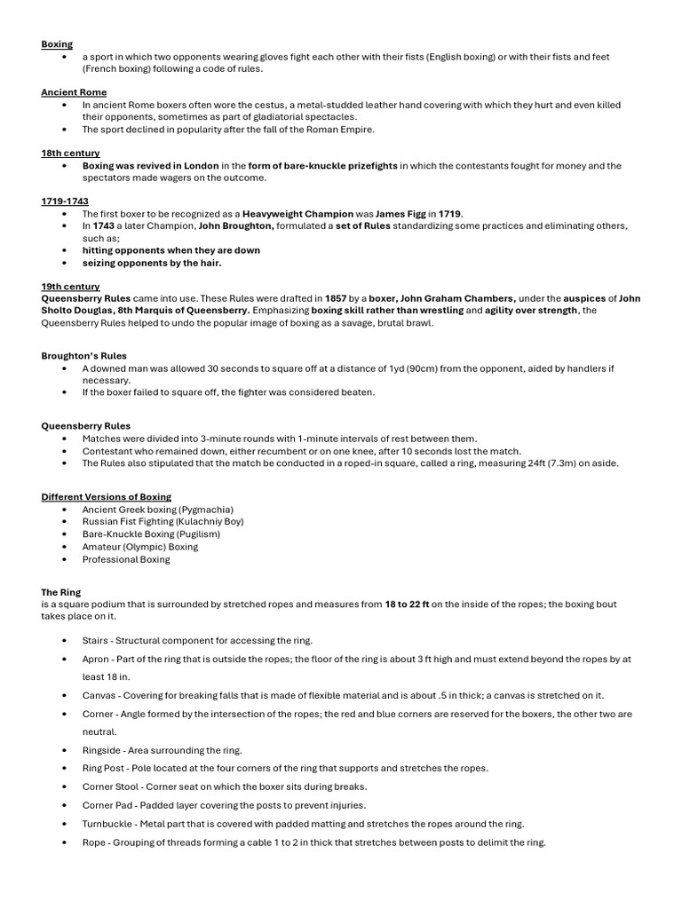 Overview of Boxing History and Rules | PDF | Combat | Individual Sports
