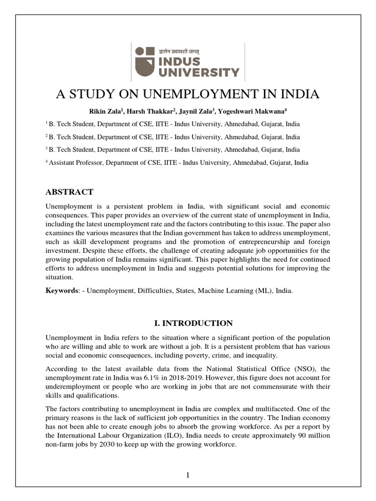 A Study On Unemployment in India | PDF | Unemployment | Sampling