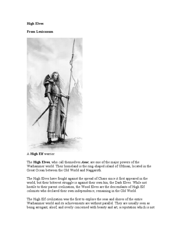 High Elves PDF Elves In Fiction Fantasy Worlds