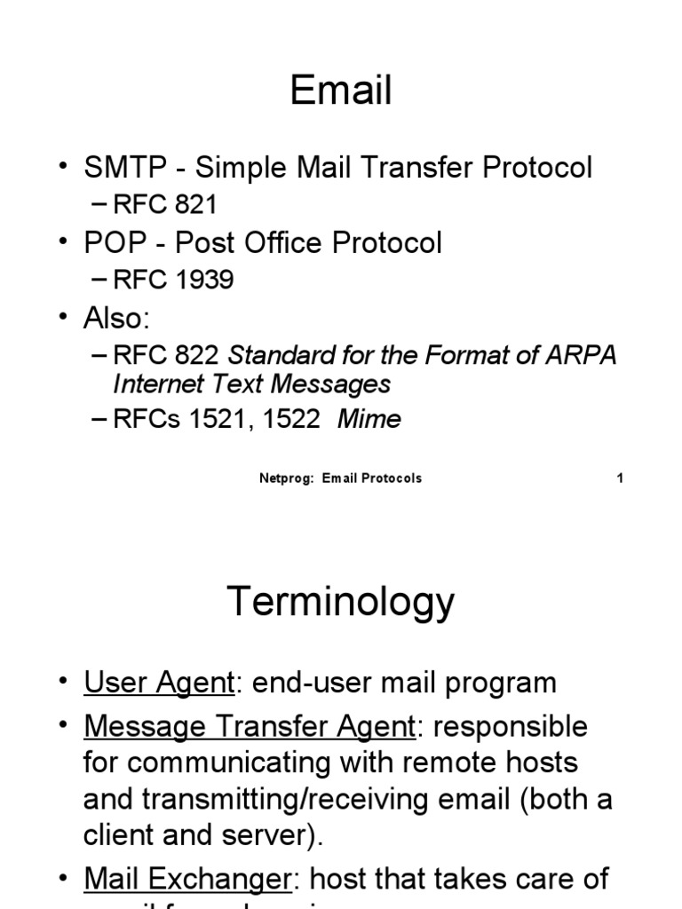 Overview of Email Protocols and RFCs | PDF | Osi Protocols | Computer ...